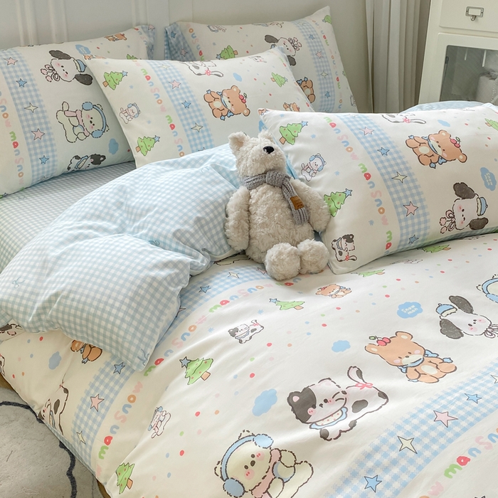 91家纺网 家纺一手货源 找家纺 红日子纺织品 2025新款12868全棉印花系列四件套 宠物陪伴