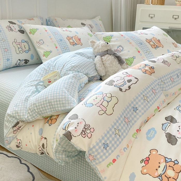 91家纺网 家纺一手货源 找家纺 红日子纺织品 2025新款12868全棉印花系列四件套 宠物陪伴