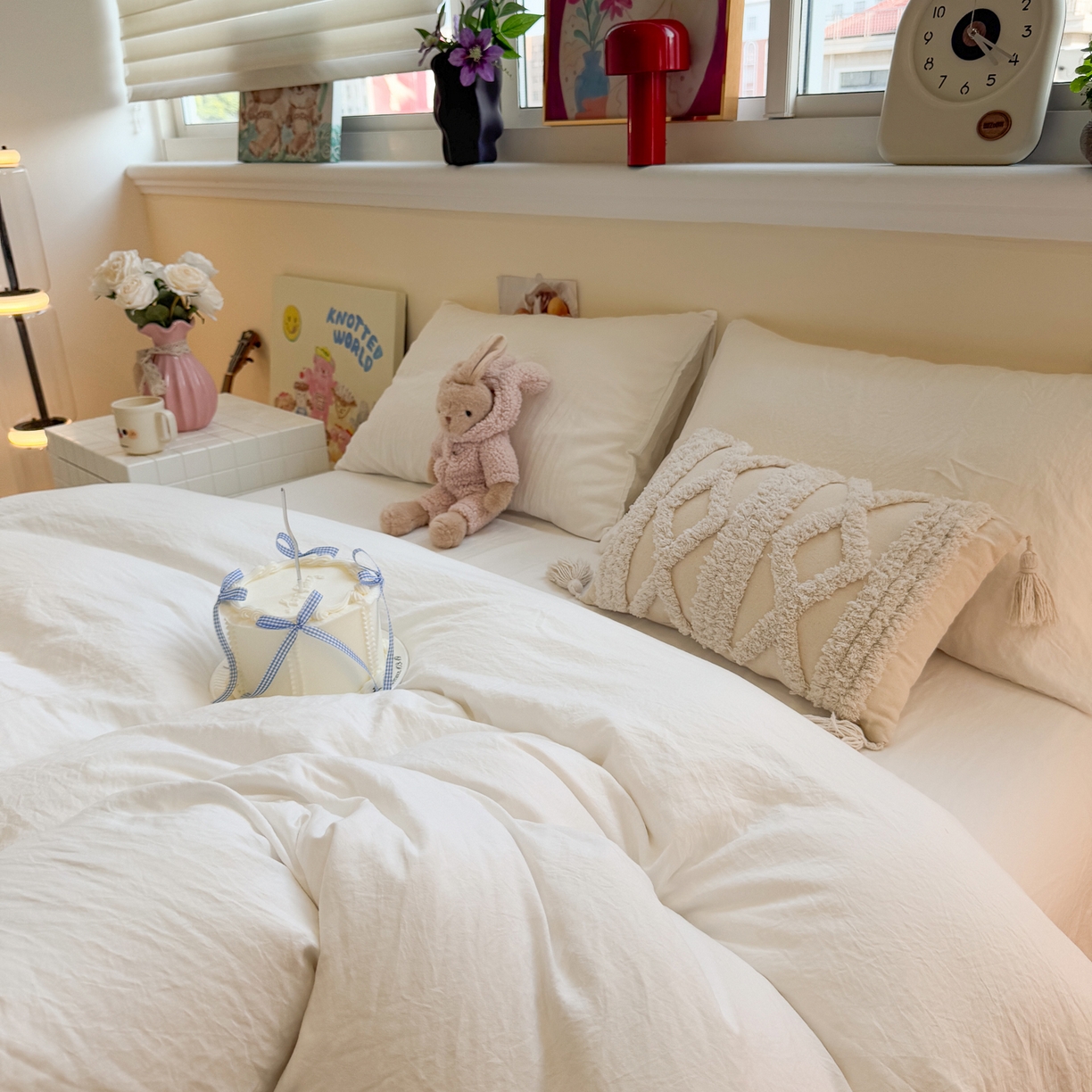 91家纺网 家纺一手货源 找家纺 水墨江南 2025新款亲肤磨毛水洗棉纯色四件套 雅白