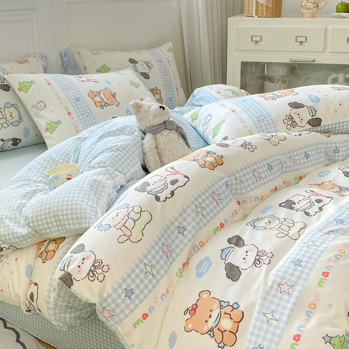 91家纺网 家纺一手货源 找家纺 红日子纺织品 2025新款12868全棉印花系列四件套 宠物陪伴