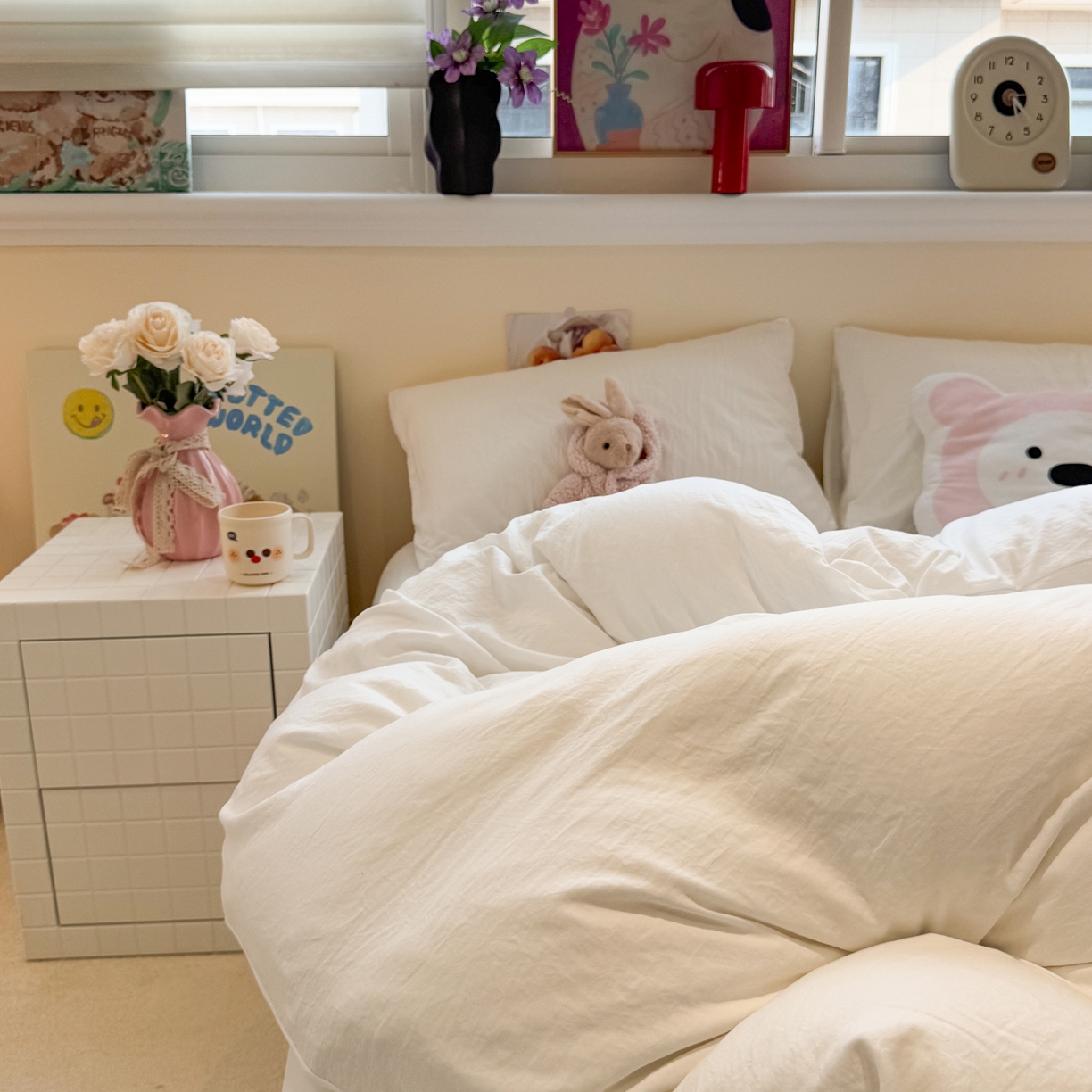 91家纺网 家纺一手货源 找家纺 水墨江南 2025新款亲肤磨毛水洗棉纯色四件套 雅白