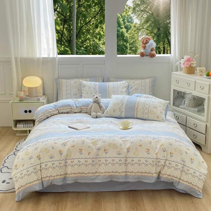 91家纺网 家纺一手货源 找家纺 红日子纺织品 2025新款12868全棉印花系列四件套 花宠乐章