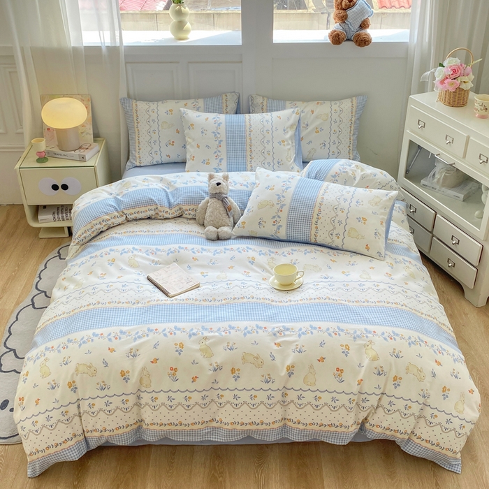 91家纺网 家纺一手货源 找家纺 红日子纺织品 2025新款12868全棉印花系列四件套 花宠乐章