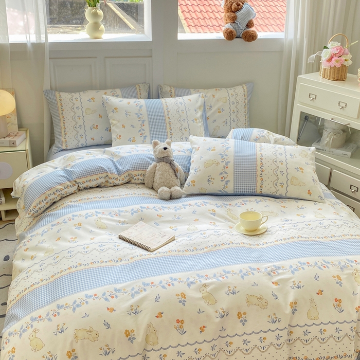 91家纺网 家纺一手货源 找家纺 红日子纺织品 2025新款12868全棉印花系列四件套 花宠乐章