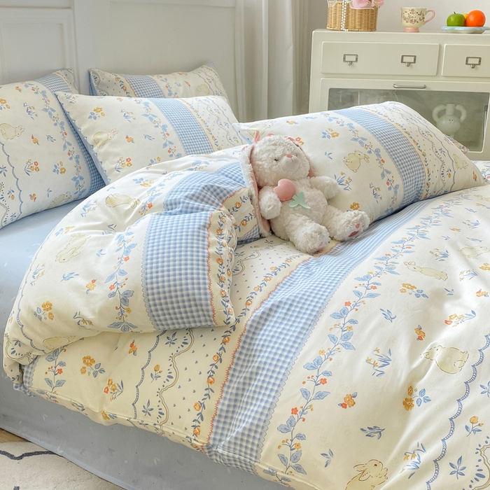 91家纺网 家纺一手货源 找家纺 红日子纺织品 2025新款12868全棉印花系列四件套 花宠乐章