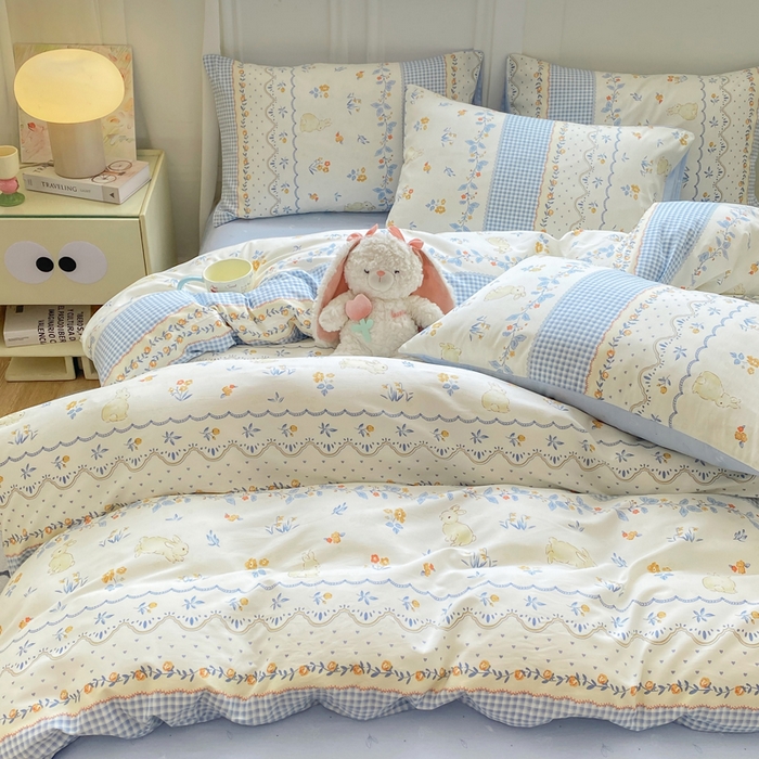 91家纺网 家纺一手货源 找家纺 红日子纺织品 2025新款12868全棉印花系列四件套 花宠乐章