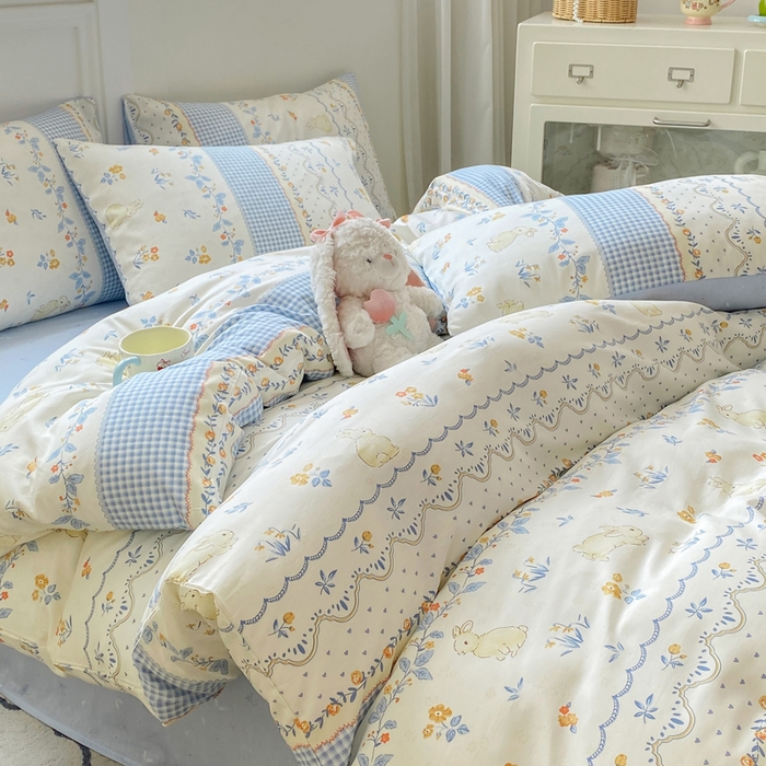 91家纺网 家纺一手货源 找家纺 红日子纺织品 2025新款12868全棉印花系列四件套 花宠乐章