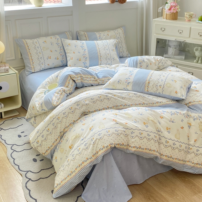 91家纺网 家纺一手货源 找家纺 红日子纺织品 2025新款12868全棉印花系列四件套 花宠乐章