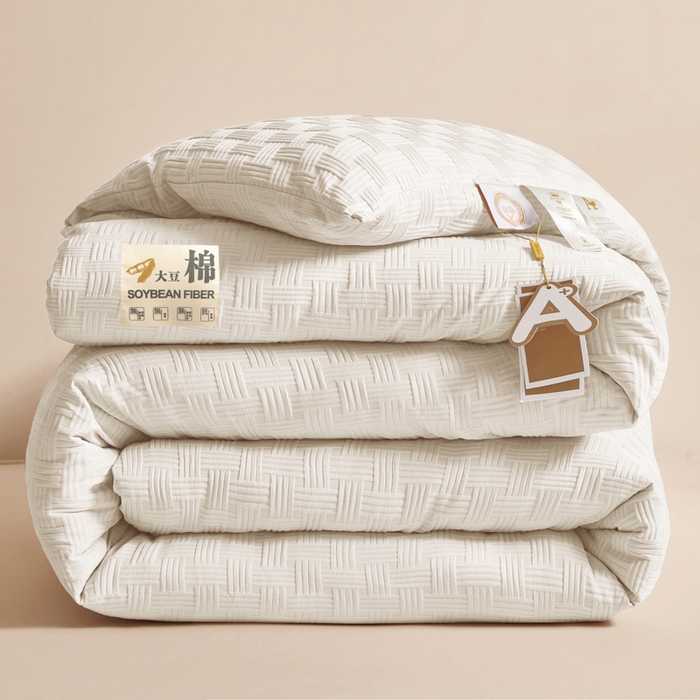 91家纺网 家纺一手货源 找家纺 （总）米米儿家纺 2025新款A类华夫格针织提花大豆冬被被子被芯