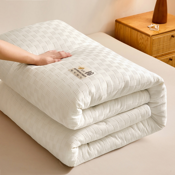 91家纺网 家纺一手货源 找家纺 米米儿家纺 2025新款A类华夫格针织提花大豆冬被被子被芯 拼色-灰白色