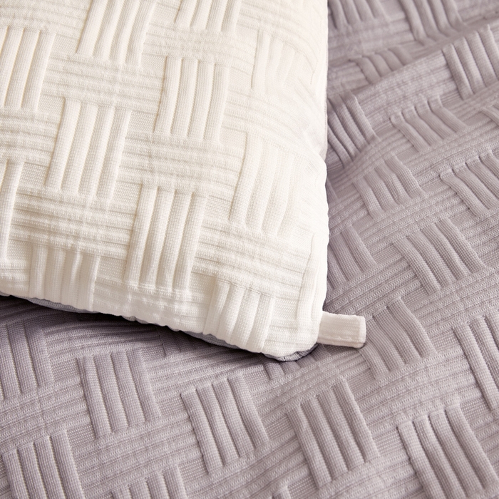 91家纺网 家纺一手货源 找家纺 米米儿家纺 2025新款A类华夫格针织提花大豆冬被被子被芯 拼色-灰白色