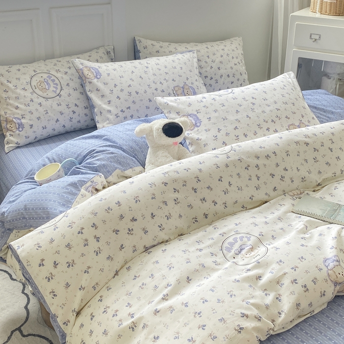 红日子纺织品 2025新款12868全棉印花系列四件套 玲语小狗