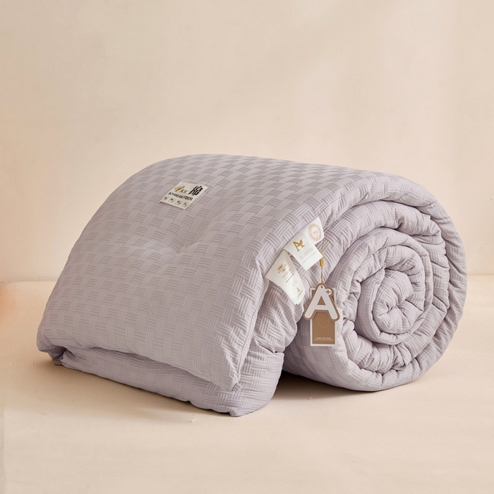 91家纺网 家纺一手货源 找家纺 米米儿家纺 2025新款A类华夫格针织提花大豆冬被被子被芯 灰色