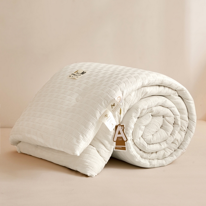 91家纺网 家纺一手货源 找家纺 米米儿家纺 2025新款A类华夫格针织提花大豆冬被被子被芯 本白色