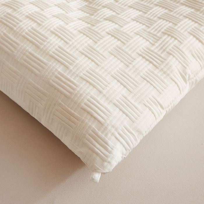 91家纺网 家纺一手货源 找家纺 米米儿家纺 2025新款A类华夫格针织提花大豆冬被被子被芯 本白色