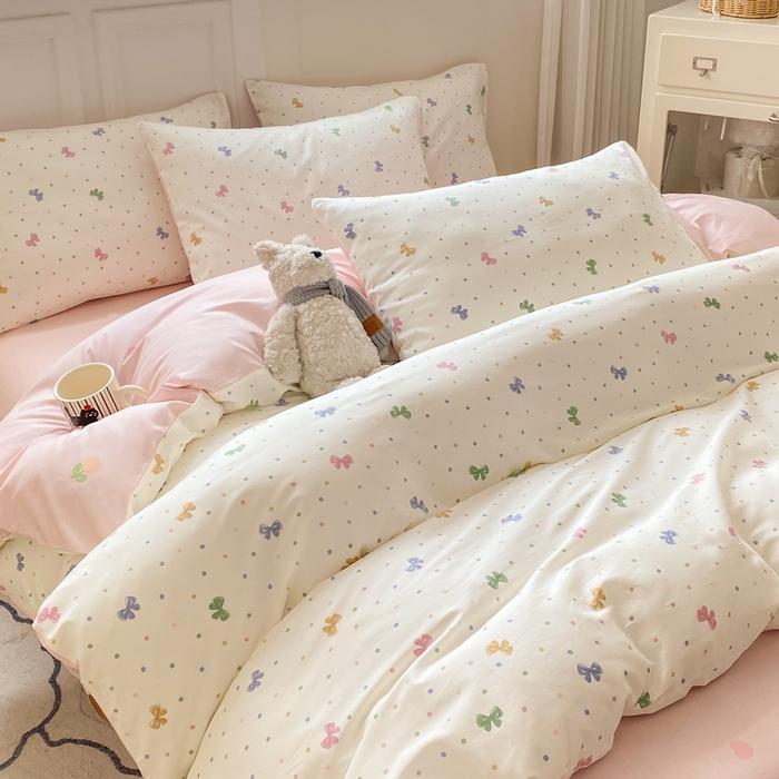 红日子纺织品 2025新款12868全棉印花系列四件套 甜心情节