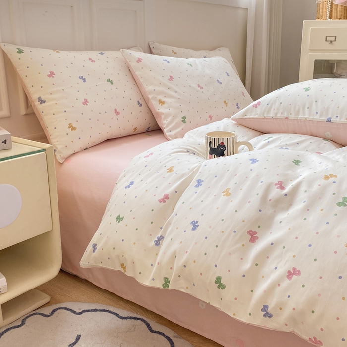 91家纺网 家纺一手货源 找家纺 红日子纺织品 2025新款12868全棉印花系列四件套 甜心情节