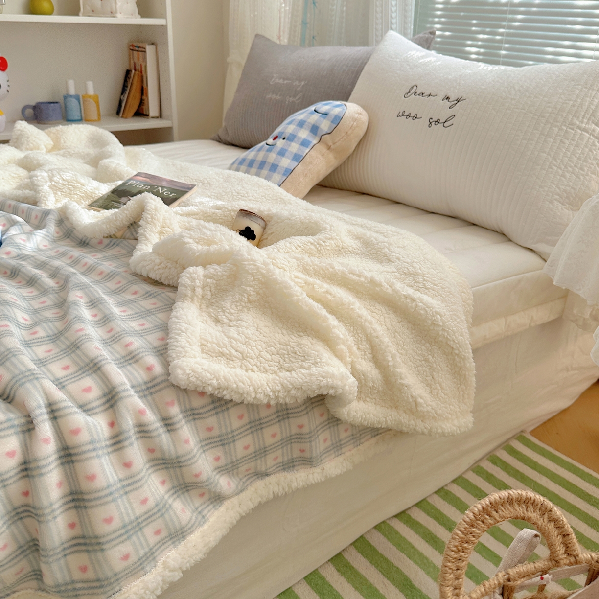 91家纺网 家纺一手货源 找家纺 （总）萝莉家纺 2025新款小清新多功能牛奶绒羊羔绒毛毯毯子午睡毯