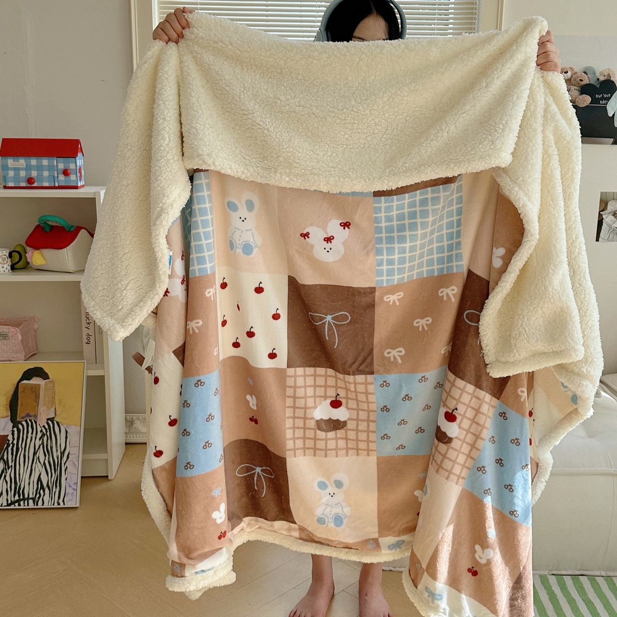 91家纺网 家纺一手货源 找家纺 （总）萝莉家纺 2025新款小清新多功能牛奶绒羊羔绒毛毯毯子午睡毯