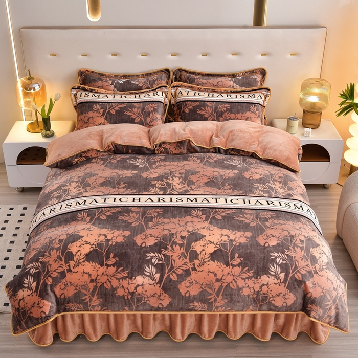 91家纺网 家纺一手货源 找家纺 芯诗曼 2025直播高克重牛奶绒四件套法莱绒金貂貂狐保暖单被套 黄金叶