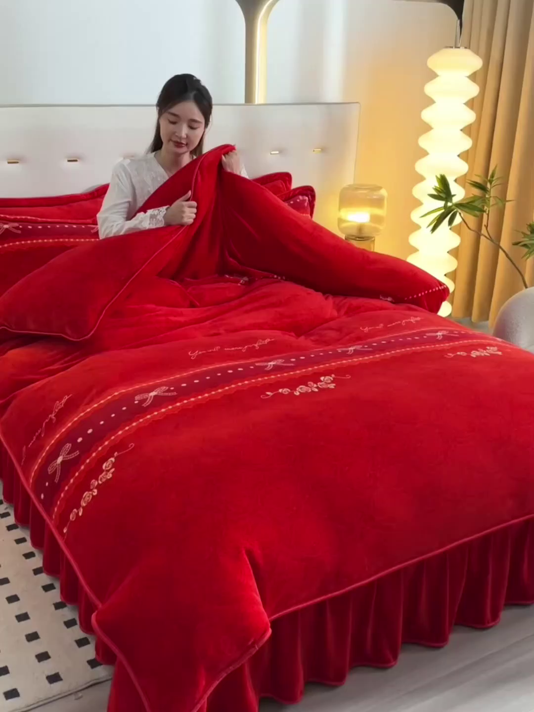 91家纺网 家纺一手货源 找家纺 芯诗曼 2025直播高克重牛奶绒四件套法莱绒金貂貂狐保暖单被套 今生缘