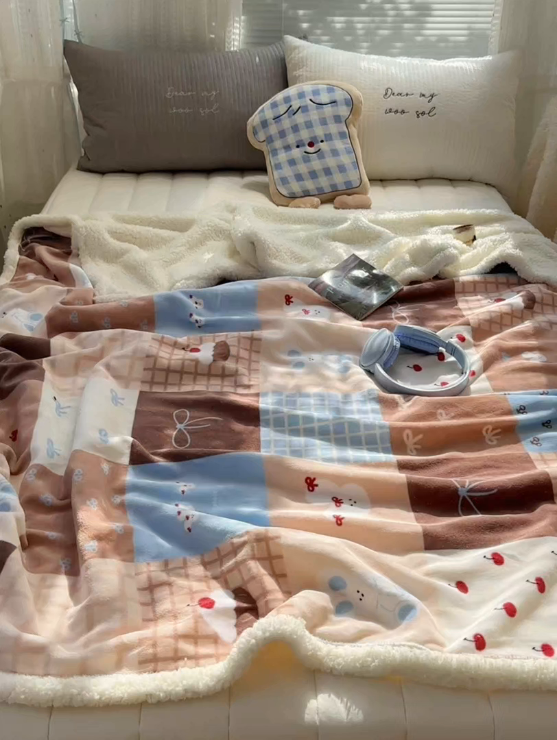 91家纺网 家纺一手货源 找家纺 萝莉家纺 2025新款小清新多功能牛奶绒羊羔绒毛毯毯子午睡毯 奇妙世界