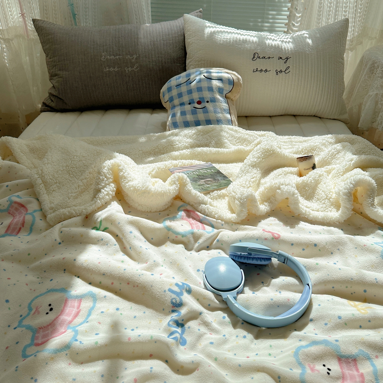 91家纺网 家纺一手货源 找家纺 萝莉家纺 2025新款小清新多功能牛奶绒羊羔绒毛毯毯子午睡毯 五彩缤纷