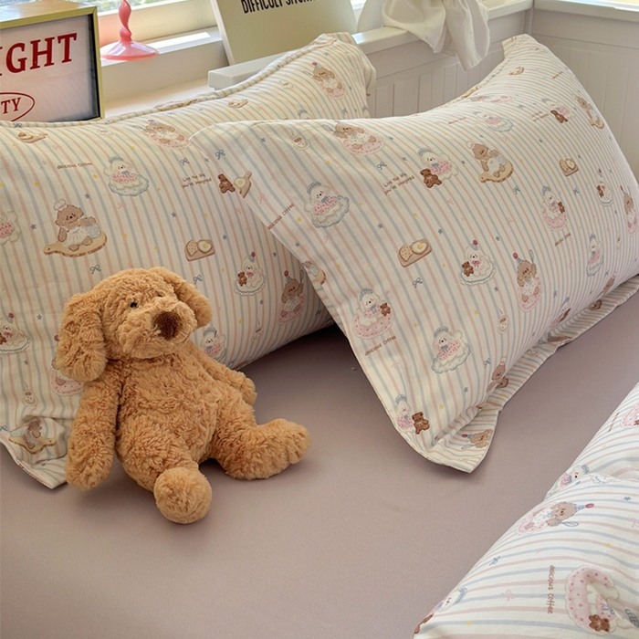 91家纺网 家纺一手货源 找家纺 萝莉家纺 2025新款全棉小清新高品质数码印花磨毛四件套 美味蛋糕