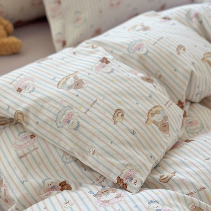 91家纺网 家纺一手货源 找家纺 萝莉家纺 2025新款全棉小清新高品质数码印花磨毛四件套 美味蛋糕