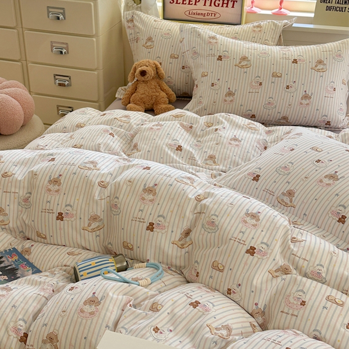 91家纺网 家纺一手货源 找家纺 萝莉家纺 2025新款全棉小清新高品质数码印花磨毛四件套 美味蛋糕