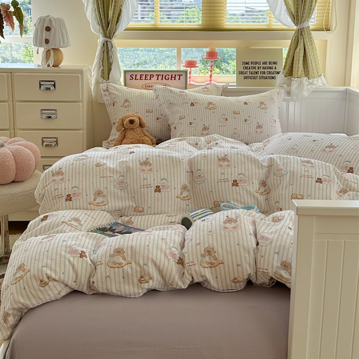 91家纺网 家纺一手货源 找家纺 萝莉家纺 2025新款全棉小清新高品质数码印花磨毛四件套 美味蛋糕