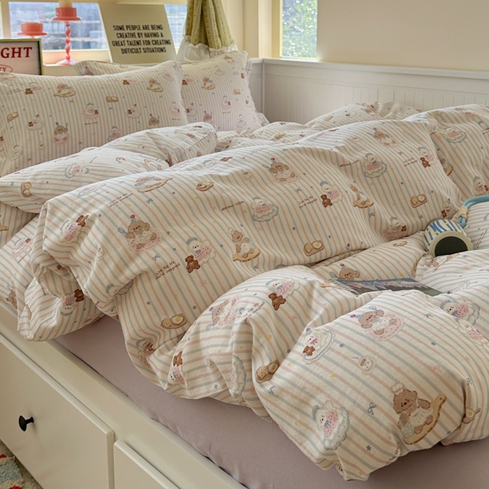 91家纺网 家纺一手货源 找家纺 萝莉家纺 2025新款全棉小清新高品质数码印花磨毛四件套 美味蛋糕