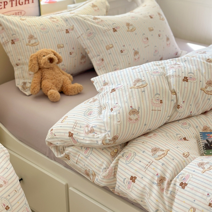 91家纺网 家纺一手货源 找家纺 萝莉家纺 2025新款全棉小清新高品质数码印花磨毛四件套 美味蛋糕