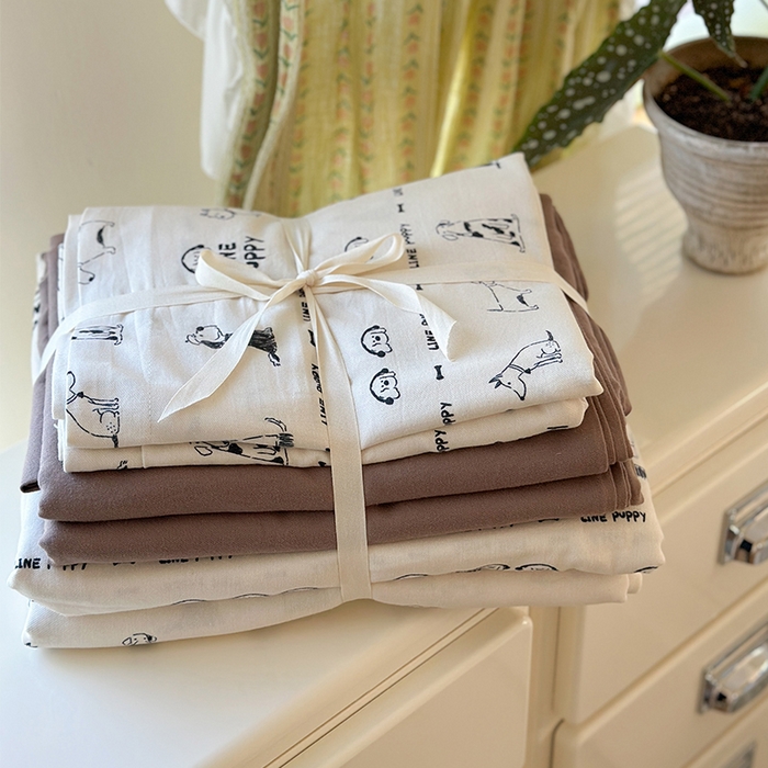 91家纺网 家纺一手货源 找家纺 萝莉家纺 2025新款全棉小清新高品质数码印花磨毛四件套 涂鸦日记