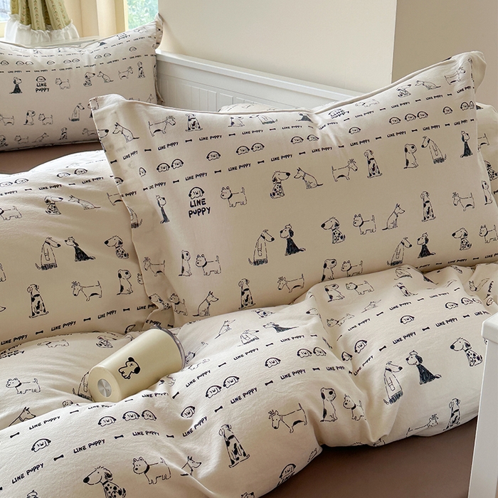 91家纺网 家纺一手货源 找家纺 萝莉家纺 2025新款全棉小清新高品质数码印花磨毛四件套 涂鸦日记