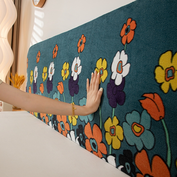 91家纺网 家纺一手货源 找家纺 沐沐家纺 2026新款毛绒印花床头罩 春暖花开