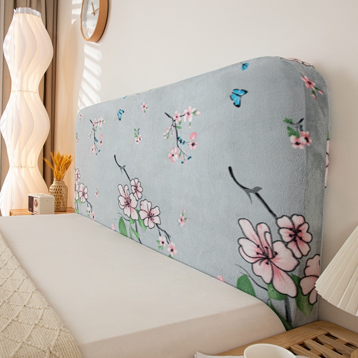 91家纺网 家纺一手货源 找家纺 沐沐家纺 2026新款毛绒印花床头罩 花盛开