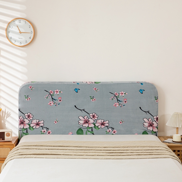 91家纺网 家纺一手货源 找家纺 沐沐家纺 2026新款毛绒印花床头罩 花盛开