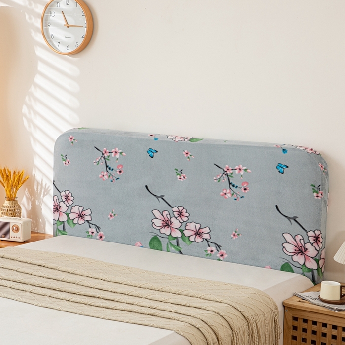 沐沐家纺 2026新款毛绒印花床头罩 花盛开
