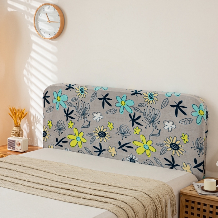 沐沐家纺 2026新款毛绒印花床头罩 花叶寄情