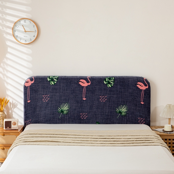 91家纺网 家纺一手货源 找家纺 沐沐家纺 2026新款毛绒印花床头罩 火烈鸟