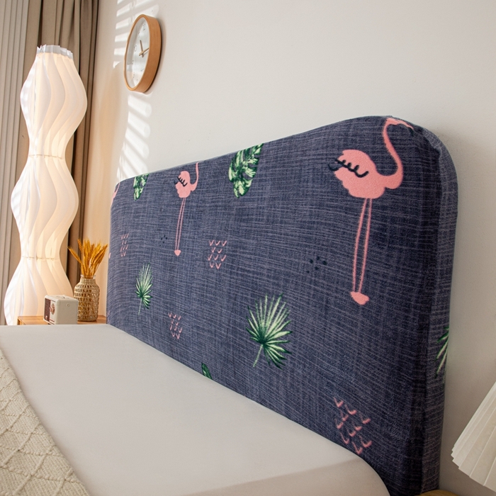 91家纺网 家纺一手货源 找家纺 沐沐家纺 2026新款毛绒印花床头罩 火烈鸟
