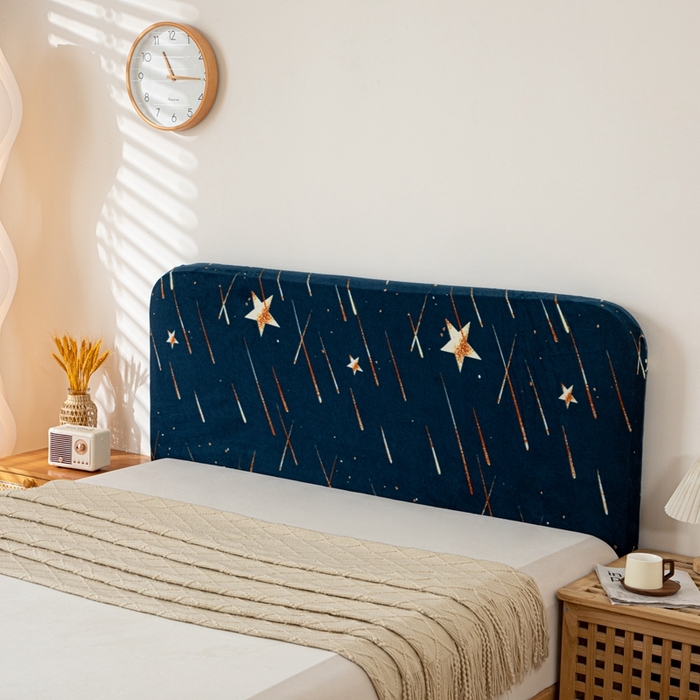 沐沐家纺 2026新款毛绒印花床头罩 流星雨