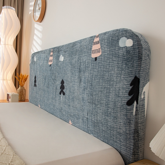 91家纺网 家纺一手货源 找家纺 沐沐家纺 2026新款毛绒印花床头罩 雪松