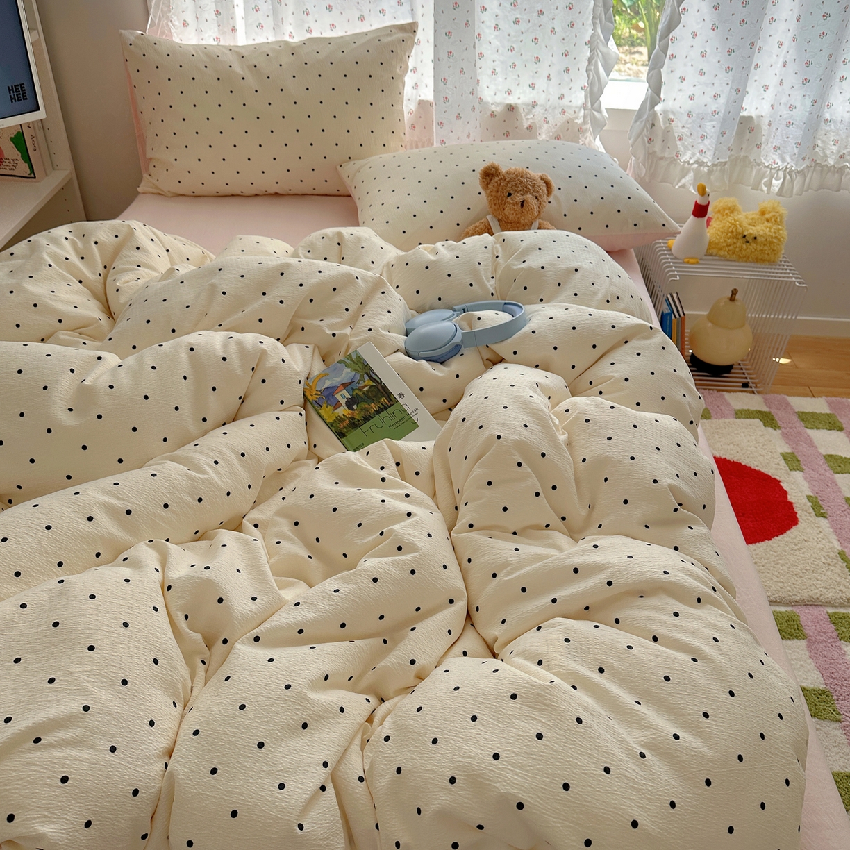 91家纺网 家纺一手货源 找家纺 （总）顾里家纺 2025新款韩系波点云朵棉四件套