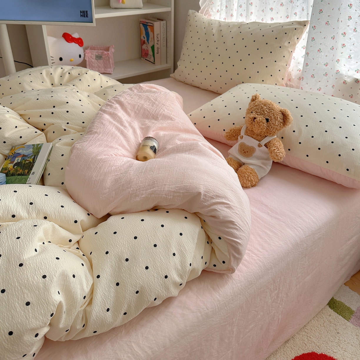 91家纺网 家纺一手货源 找家纺 （总）顾里家纺 2025新款韩系波点云朵棉四件套