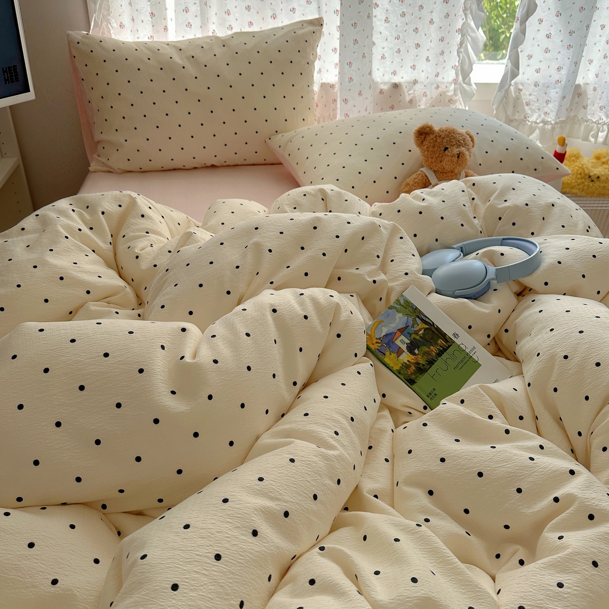 91家纺网 家纺一手货源 找家纺 （总）顾里家纺 2025新款韩系波点云朵棉四件套