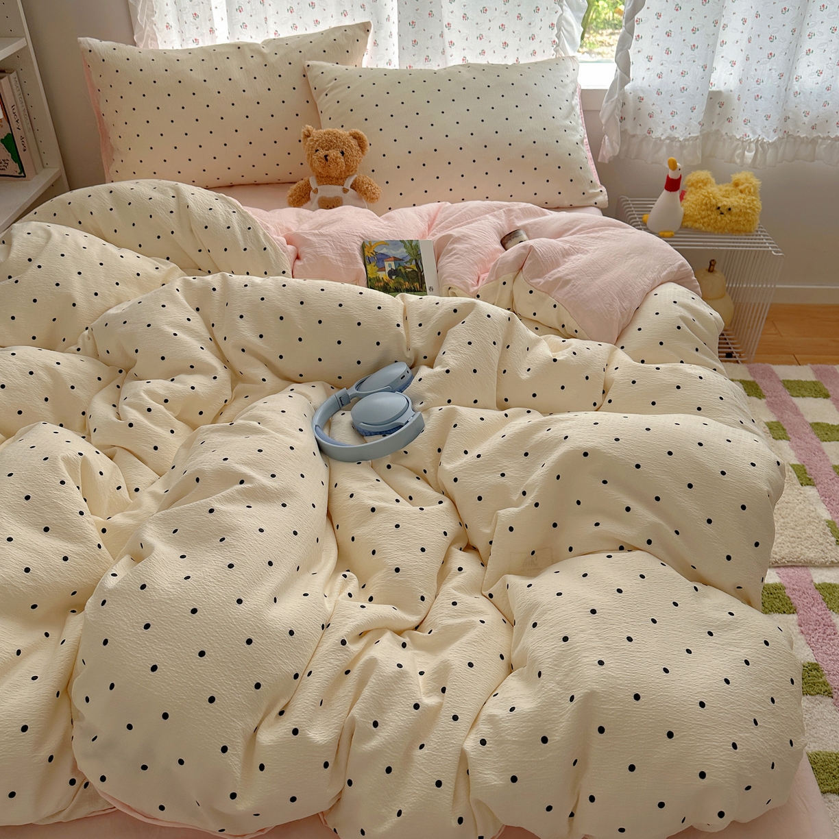 91家纺网 家纺一手货源 找家纺 （总）顾里家纺 2025新款韩系波点云朵棉四件套