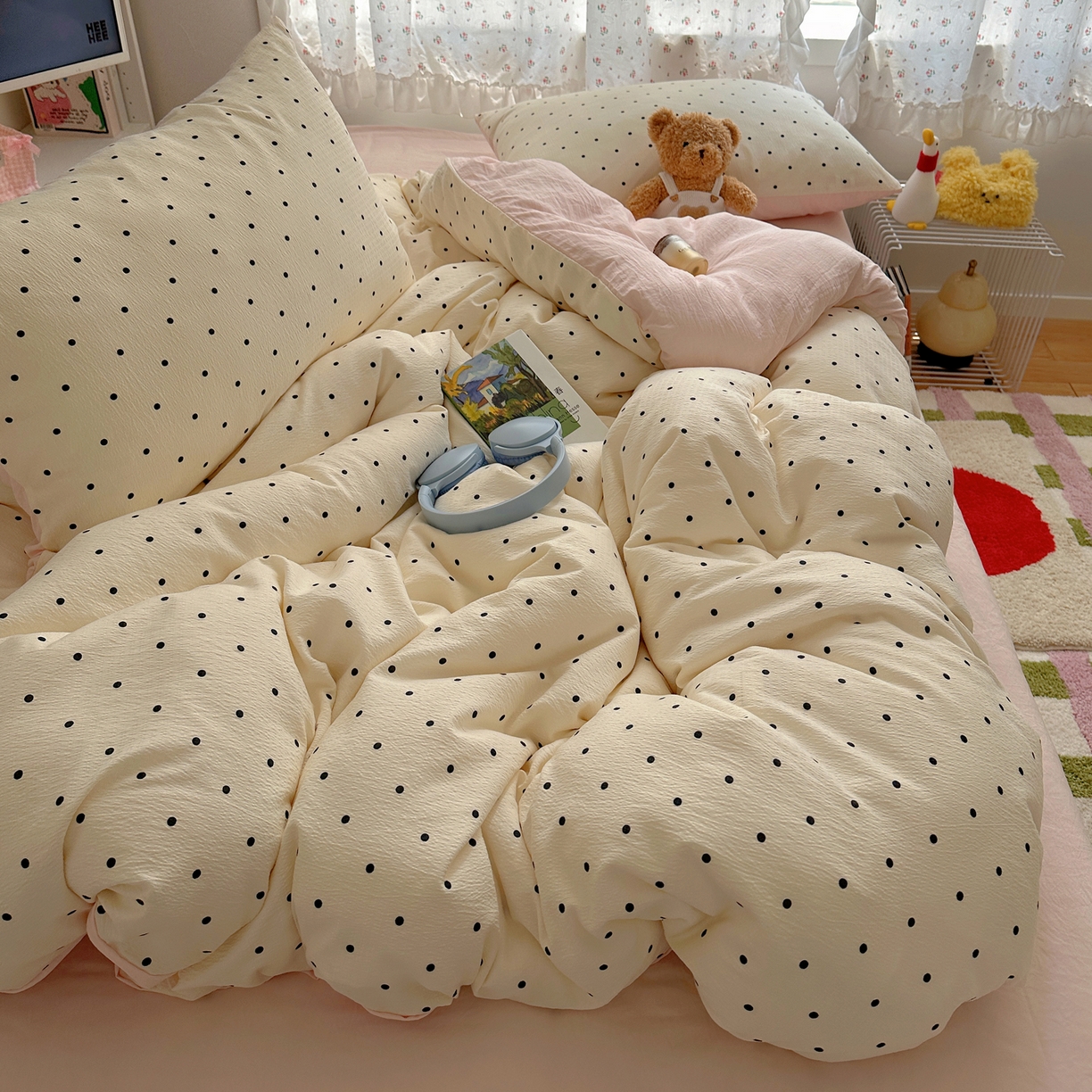 91家纺网 家纺一手货源 找家纺 （总）顾里家纺 2025新款韩系波点云朵棉四件套