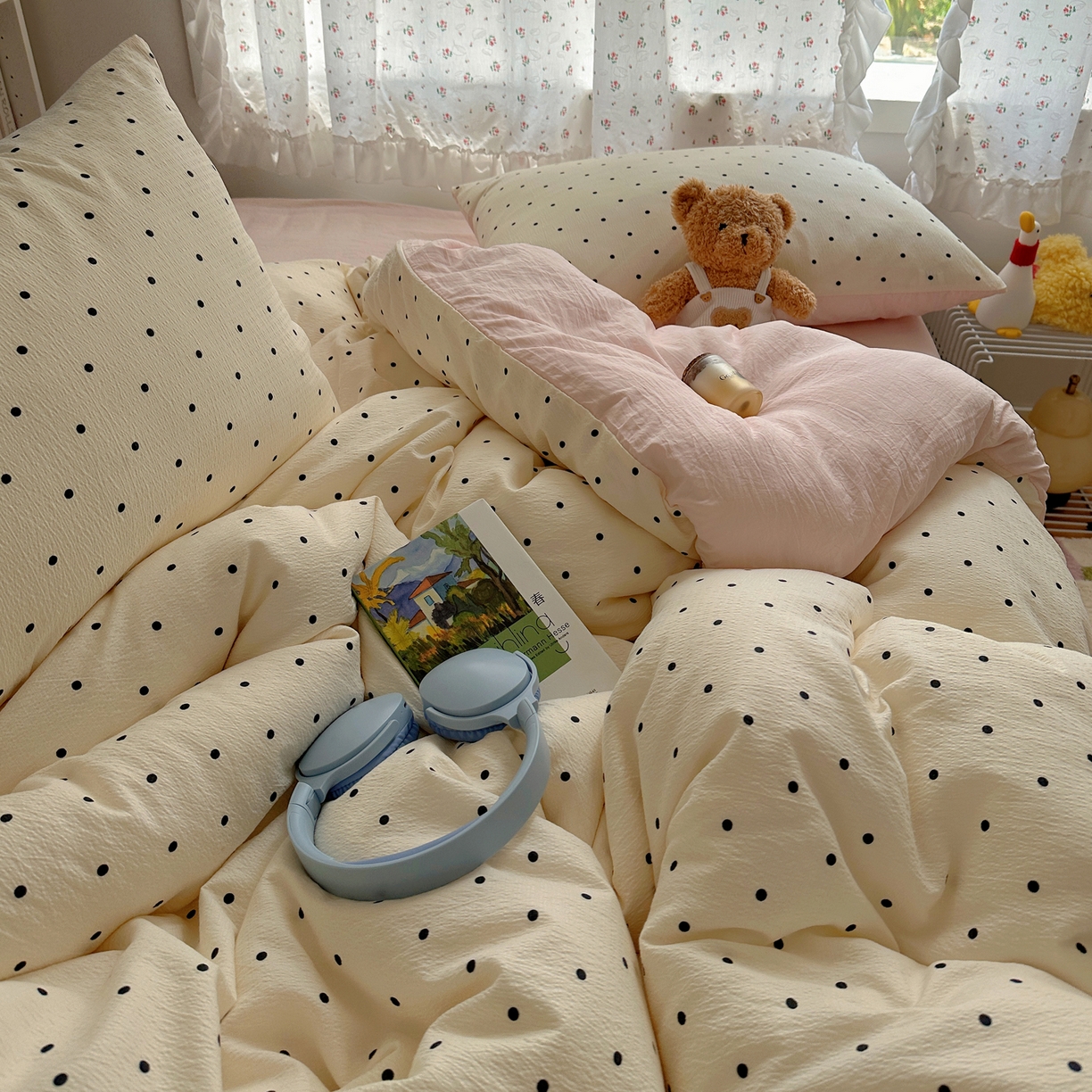 91家纺网 家纺一手货源 找家纺 （总）顾里家纺 2025新款韩系波点云朵棉四件套